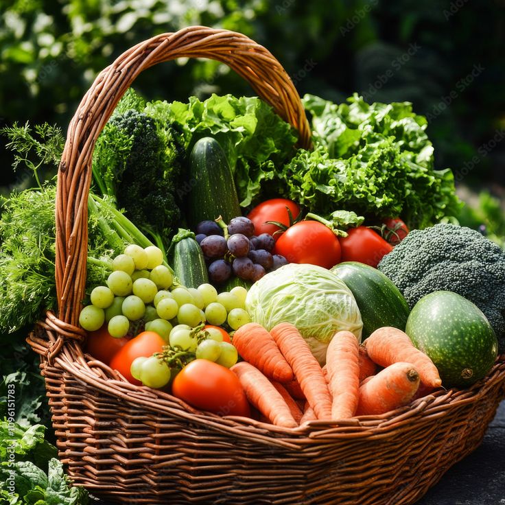 Fresh vegetables and fruits basket