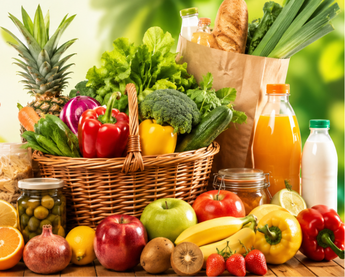 Fresh vegetables and fruits basket